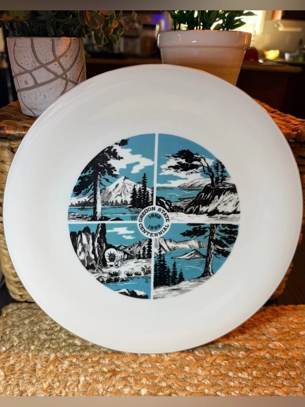 Vintage Oregon State Centennial Decorative Wall Plate from 1959